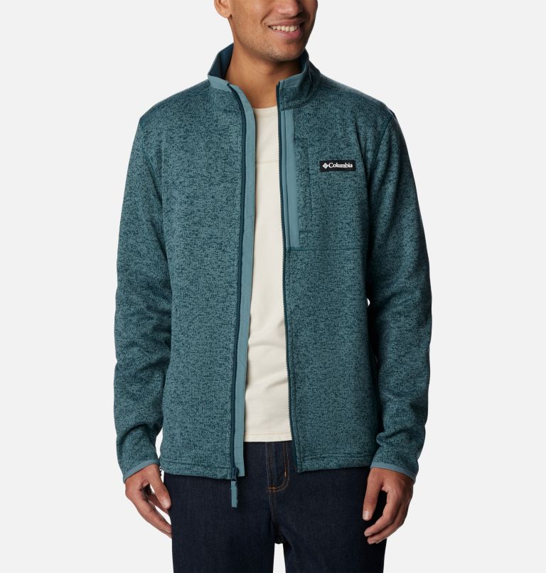 Men's Sweater Weather Fleece Full Zip Jacket, Color: Night Wave Heather, image 7