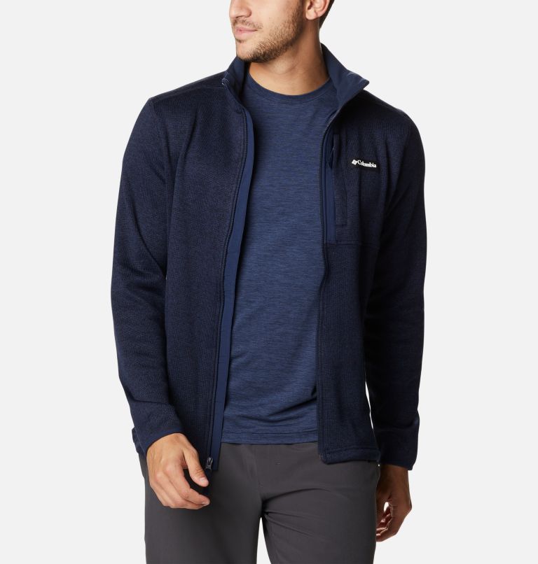 Thumbnail: Men's Sweater Weather Fleece Full Zip Jacket, Color: Collegiate Navy Heather, image 7