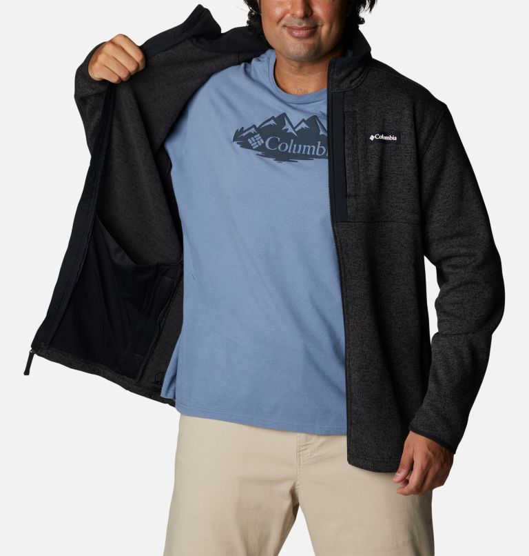 Thumbnail: Men's Sweater Weather Full Zip Fleece - Extended Size, Color: Black Heather, image 5