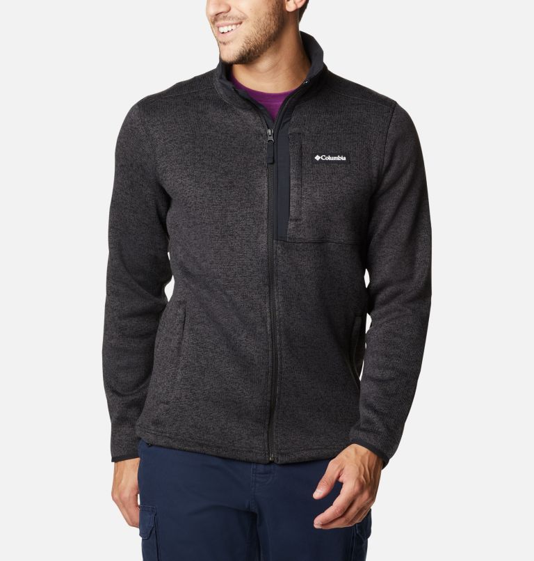 Thumbnail: Men's Sweater Weather Fleece Full Zip Jacket - Tall, Color: Black Heather, image 1