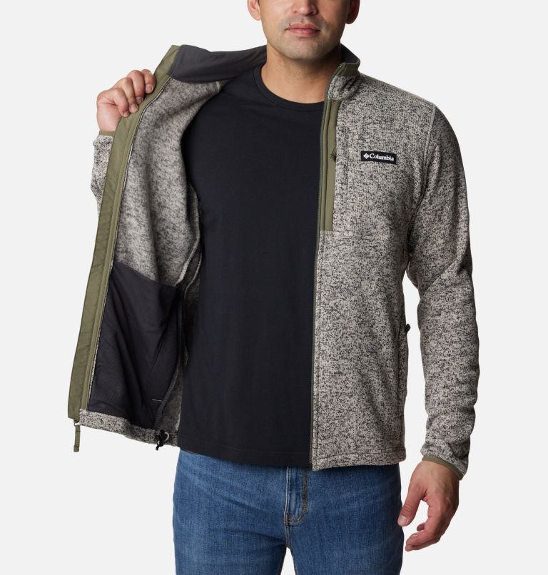 Thumbnail: Men's Sweater Weather Fleece Full Zip Jacket - Tall, Color: Dark Stone Heather, image 5