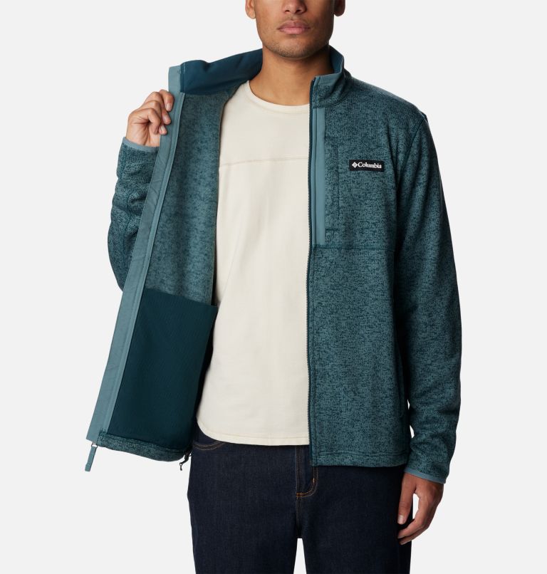 Men's Sweater Weather Fleece Full Zip Jacket - Tall, Color: Night Wave Heather, image 5