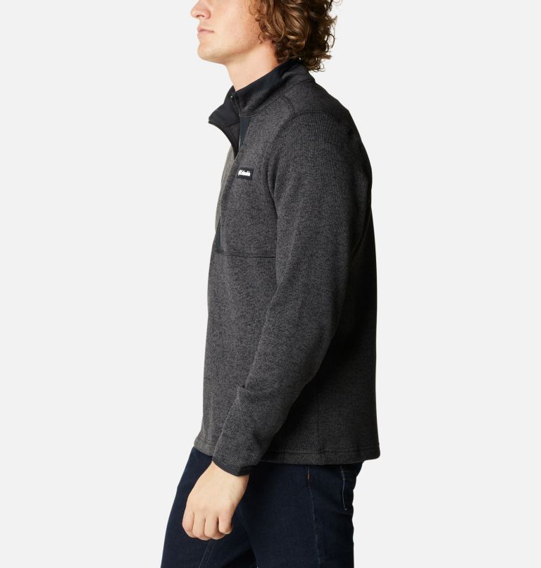 Men's Sweater Weather Fleece Half Zip Pullover, Color: Black Heather, Black