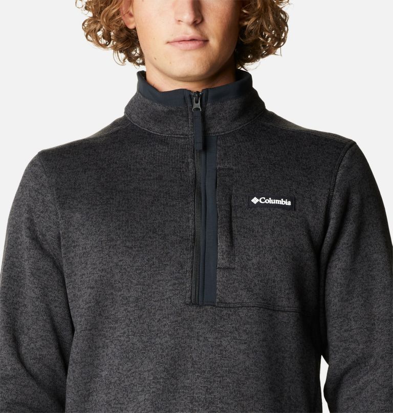 Men's Sweater Weather Half Zip Fleece, Color: Black Heather, Black, image 4