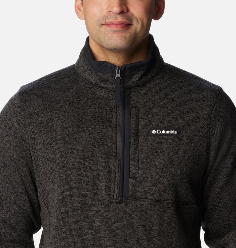 Thumbnail: Men's Sweater Weather Fleece Half Zip Pullover, Color: Black Heather, Black, image 4