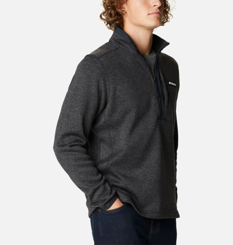 Men's Sweater Weather Fleece Half Zip Pullover, Color: Black Heather, Black, image 5