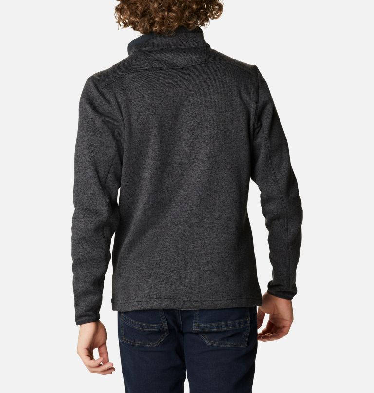 Thumbnail: Men's Sweater Weather Half Zip Fleece, Color: Black Heather, Black, image 2