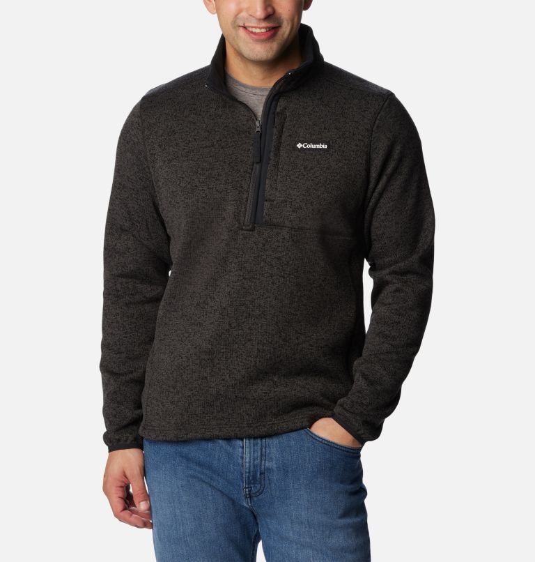 Thumbnail: Chandail à demi-fermeture éclair Sweater Weather pour homme, Color: Black Heather, Black, image 1