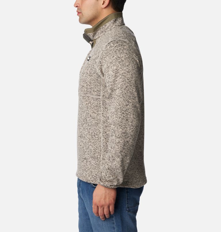 Men's Sweater Weather Fleece Half Zip Pullover, Color: Dark Stone Heather, Stone Green, image 3