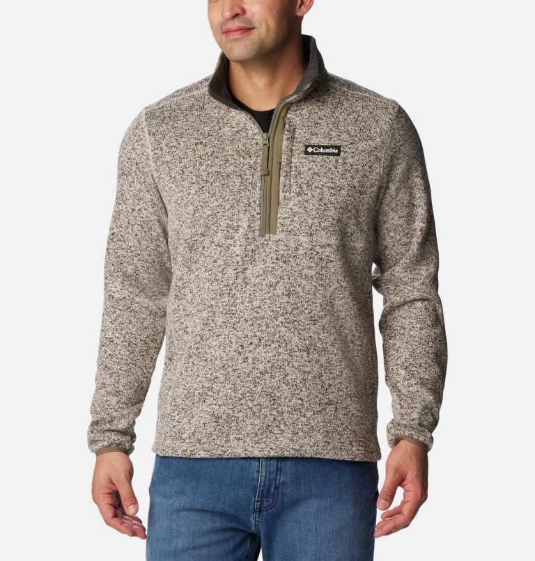 Men's Sweater Weather Fleece Half Zip Pullover, Color: Dark Stone Heather, Stone Green, image 1
