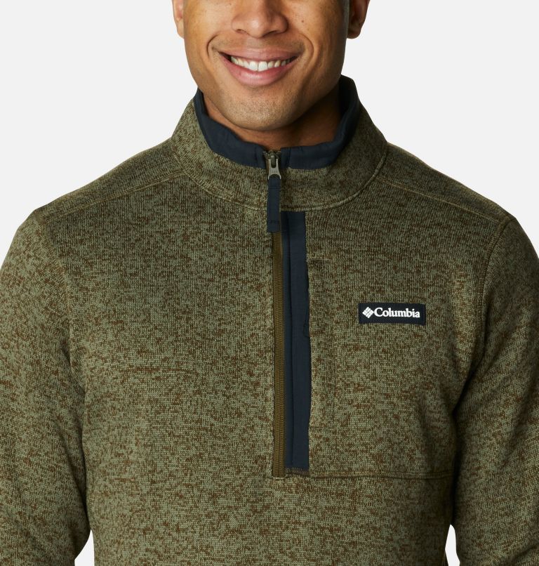 Sweater Weather Half Zip | 319 | XL, Color: Olive Green Heather, Black, image 4