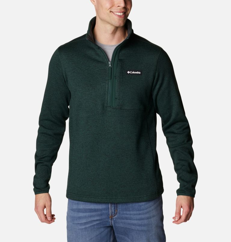 Thumbnail: Men's Sweater Weather Half Zip Fleece, Color: Spruce Heather, Spruce, image 1