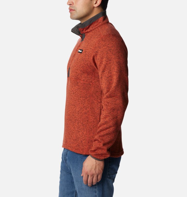 Men's Sweater Weather Fleece Half Zip Pullover, Color: Warp Red Heather, Shark, image 3