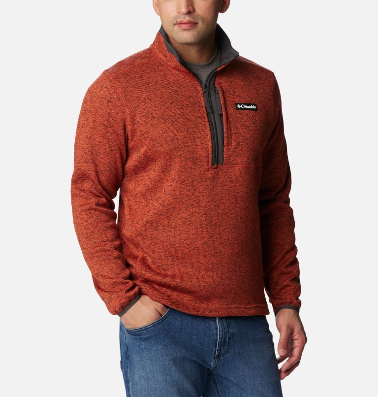 Thumbnail: Men's Sweater Weather Half Zip Fleece, Color: Warp Red Heather, Shark, image 5