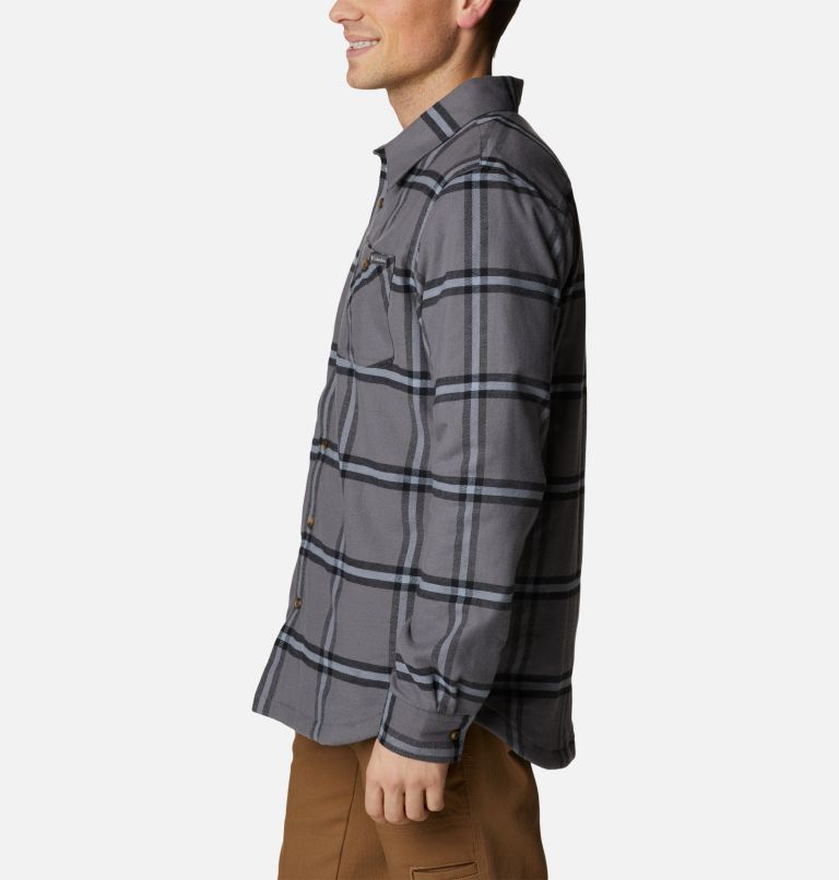 Thumbnail: Men's Cornell Woods Fleece Lined Flannel Shirt, Color: City Grey Windowpane, image 3
