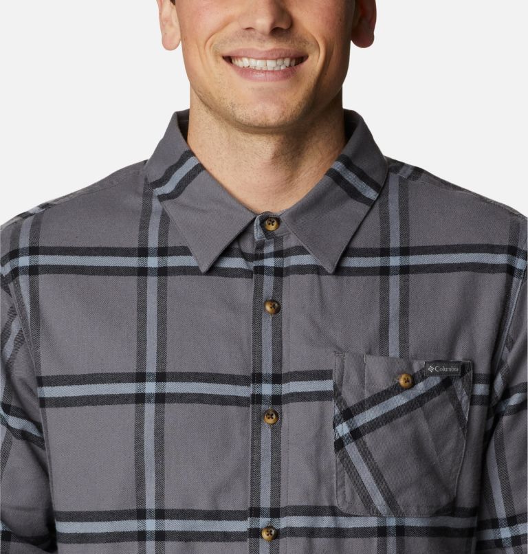 Men's Cornell Woods Fleece Lined Flannel Shirt, Color: City Grey Windowpane, image 4