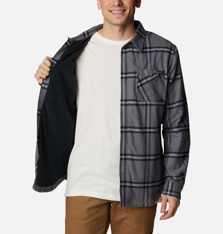 Thumbnail: Men's Cornell Woods Fleece Lined Flannel Shirt, Color: City Grey Windowpane, image 5