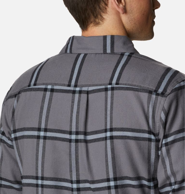 Men's Cornell Woods Fleece Lined Flannel Shirt, Color: City Grey Windowpane, image 6