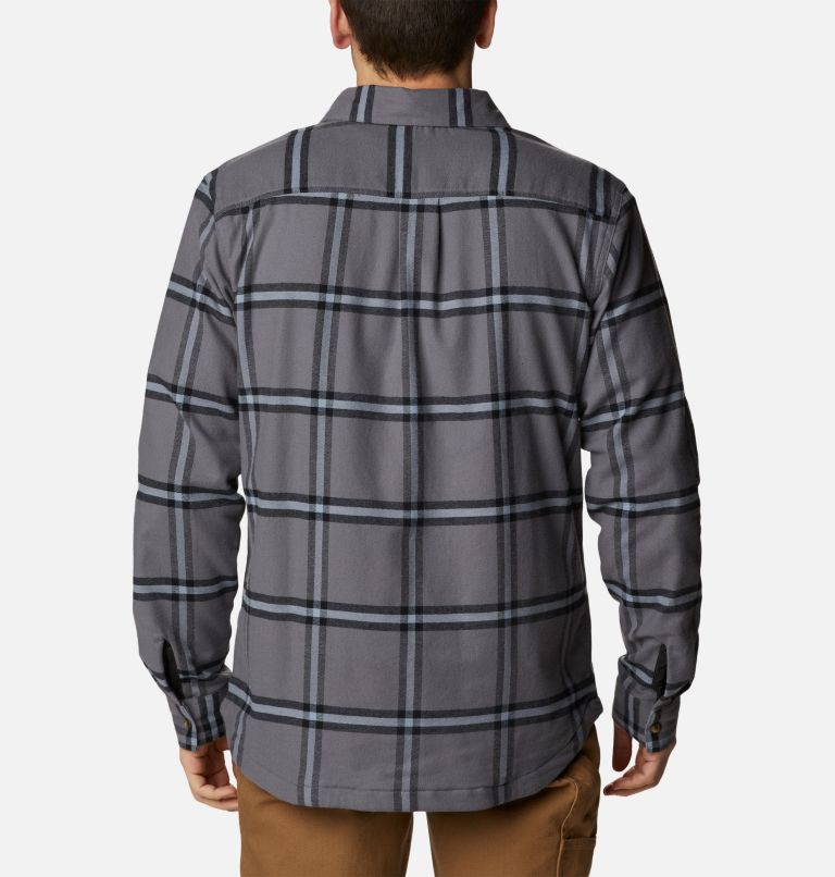 Men's Cornell Woods Fleece Lined Flannel Shirt, Color: City Grey Windowpane, image 2