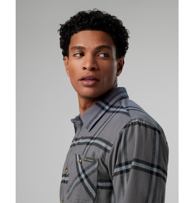 Men's Cornell Woods Fleece Lined Flannel Shirt, Color: City Grey Windowpane, image 9