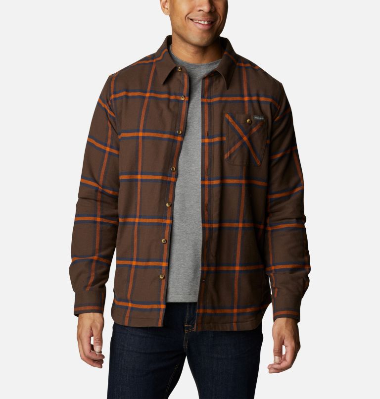 Thumbnail: Men's Cornell Woods Fleece Lined Flannel Shirt, Color: Cordovan Windowpane, image 7