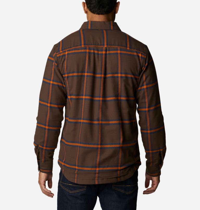 Men's Cornell Woods Fleece Lined Flannel Shirt, Color: Cordovan Windowpane, image 2