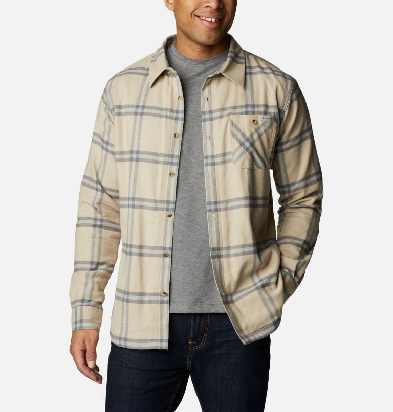 Thumbnail: Men's Cornell Woods Fleece Lined Flannel Shirt, Color: Ancient Fossil Windowpane, image 6