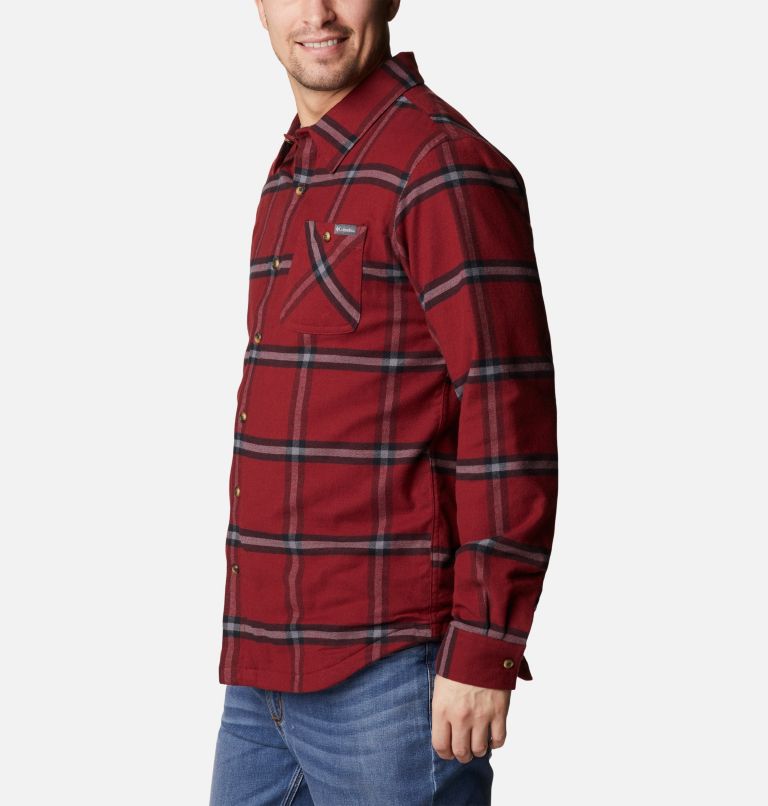Thumbnail: Men's Cornell Woods Fleece Lined Flannel Shirt, Color: Red Jasper Windowpane, image 3