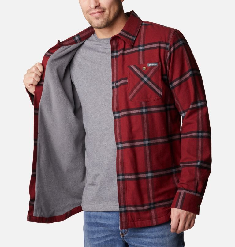 Thumbnail: Men's Cornell Woods Fleece Lined Flannel Shirt, Color: Red Jasper Windowpane, image 5