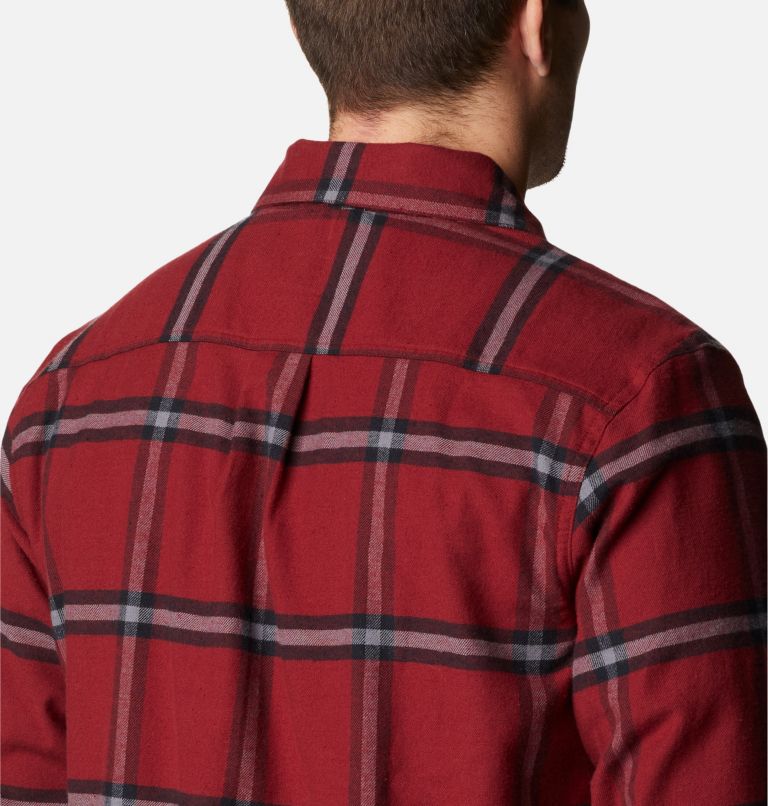 Men's Cornell Woods Fleece Lined Flannel Shirt, Color: Red Jasper Windowpane, image 6