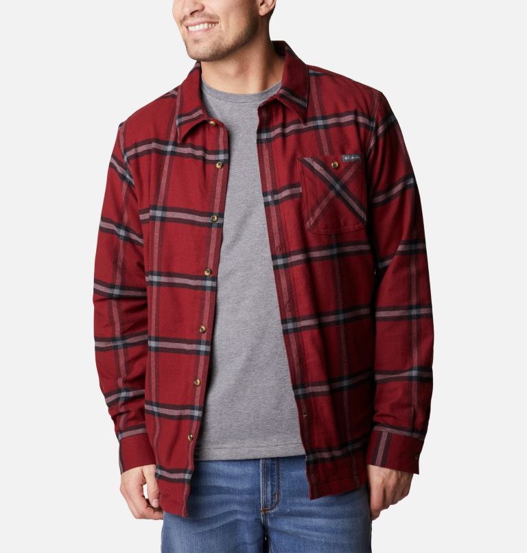 Thumbnail: Men's Cornell Woods Fleece Lined Flannel Shirt, Color: Red Jasper Windowpane, image 7