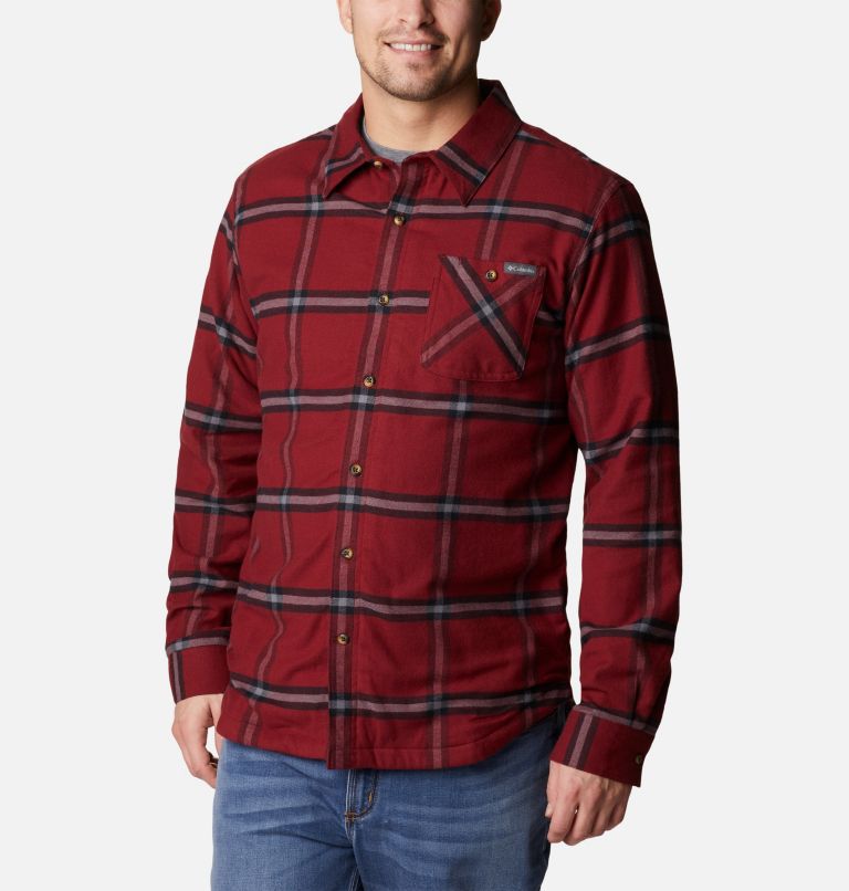Thumbnail: Men's Cornell Woods Fleece Lined Flannel Shirt, Color: Red Jasper Windowpane, image 1