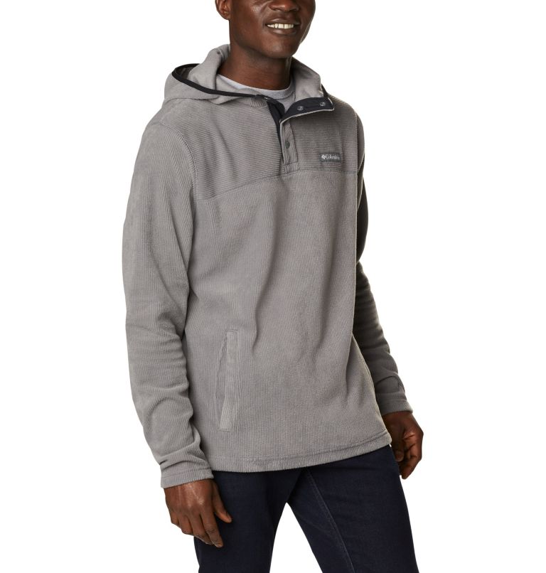 Men's Steens Mountain Novelty Half Snap Fleece Hoodie, Color: City Grey, image 5