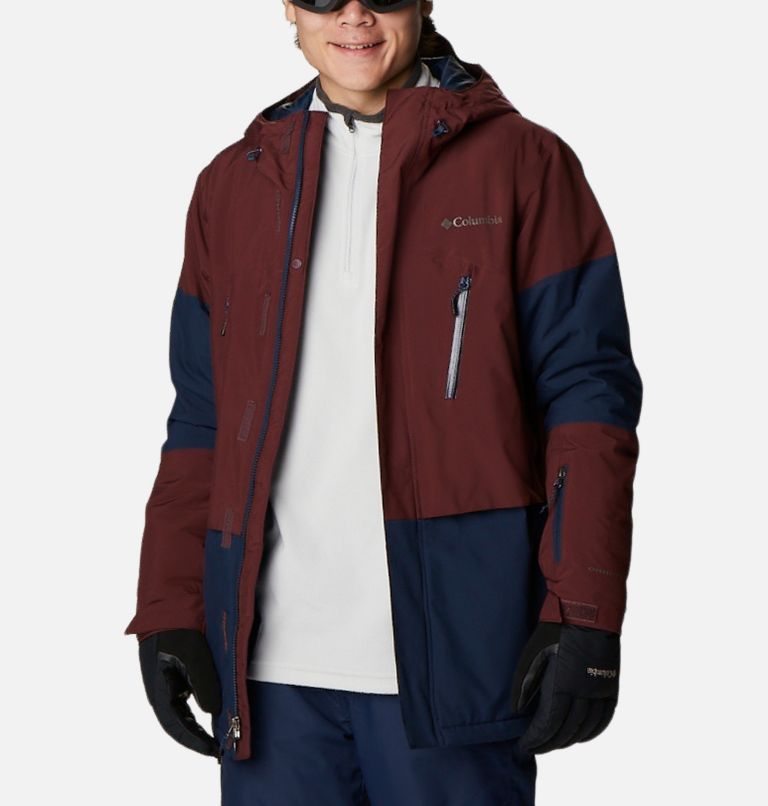 Thumbnail: Men's Aerial Ascender Waterproof Ski Jacket, Color: Collegiate Navy, Elderberry, image 12