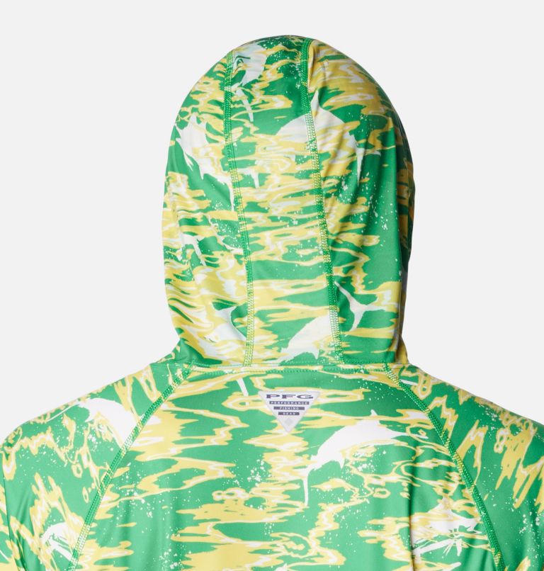 Men's Collegiate PFG Super Terminal Tackle Hoodie - Oregon, Color: UO - Fuse Green Rippled Print, image 5