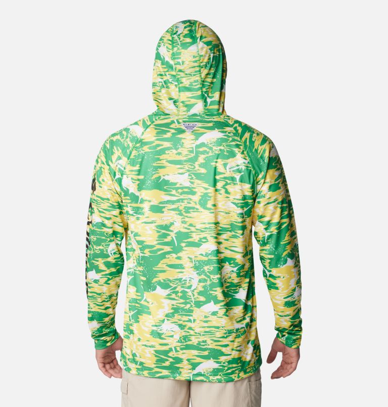 Men's Collegiate PFG Super Terminal Tackle Hoodie - Oregon, Color: UO - Fuse Green Rippled Print, image 2