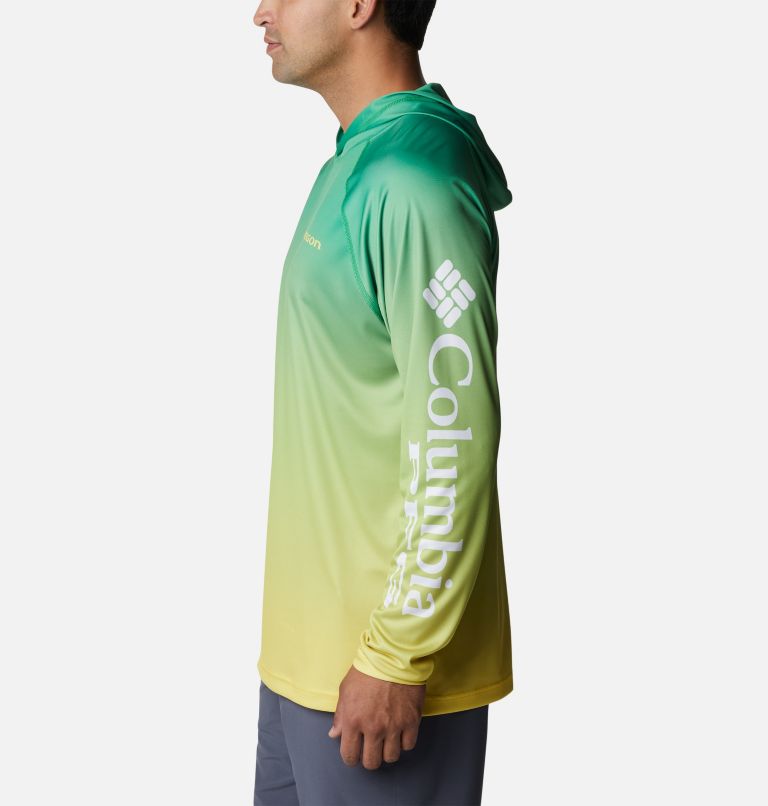 Men's Collegiate PFG Super Terminal Tackle Hoodie - Oregon, Color: UO - Fuse Green Gradient Print, image 3