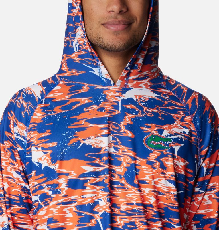 Men's Collegiate PFG Super Terminal Tackle Hoodie - Florida, Color: FLA - Azul Rippled Print, image 4