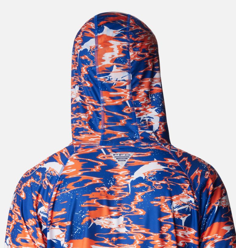 Men's Collegiate PFG Super Terminal Tackle Hoodie - Florida, Color: FLA - Azul Rippled Print, image 5
