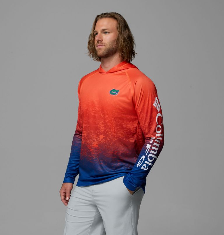 Men's Collegiate PFG Super Terminal Tackle Hoodie - Florida, Color: FLA - Azul, Spark Orange, image 4