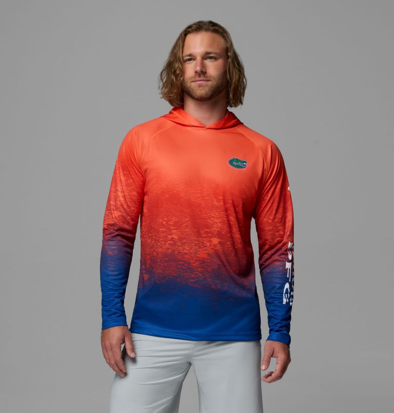 Men's Collegiate PFG Super Terminal Tackle Hoodie - Florida, Color: FLA - Azul, Spark Orange, image 1