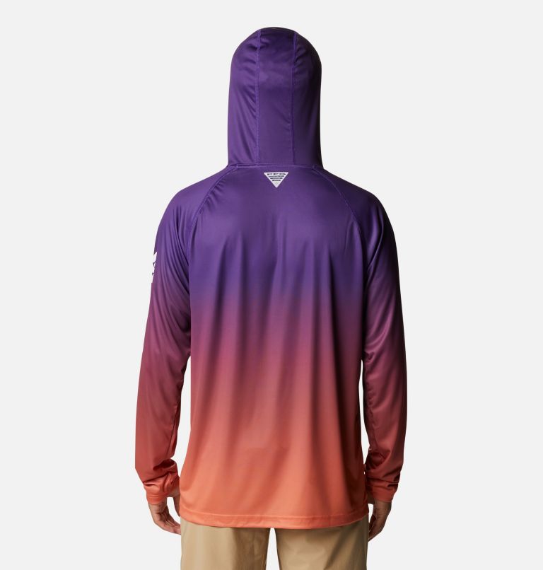 Men's Collegiate PFG Super Terminal Tackle Hoodie - Clemson, Color: CLE - Vivid Purple Gradient Print, image 2