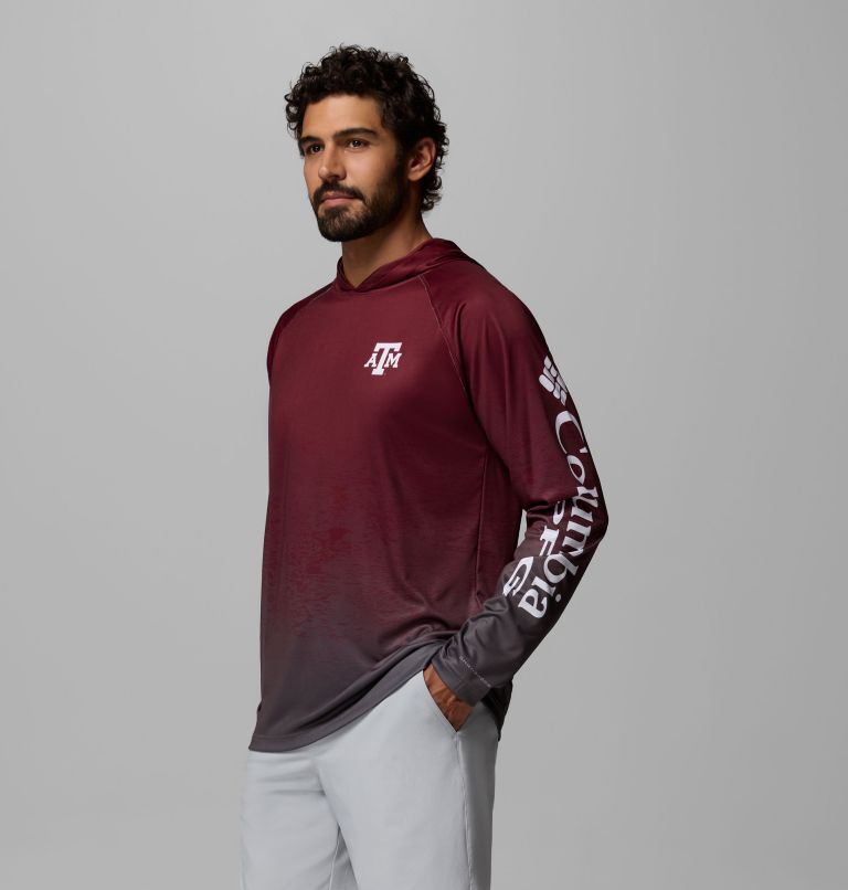 Men's Collegiate PFG Super Terminal Tackle Hoodie - Texas A&M, Color: TAM - Deep Maroon, City Grey, image 4