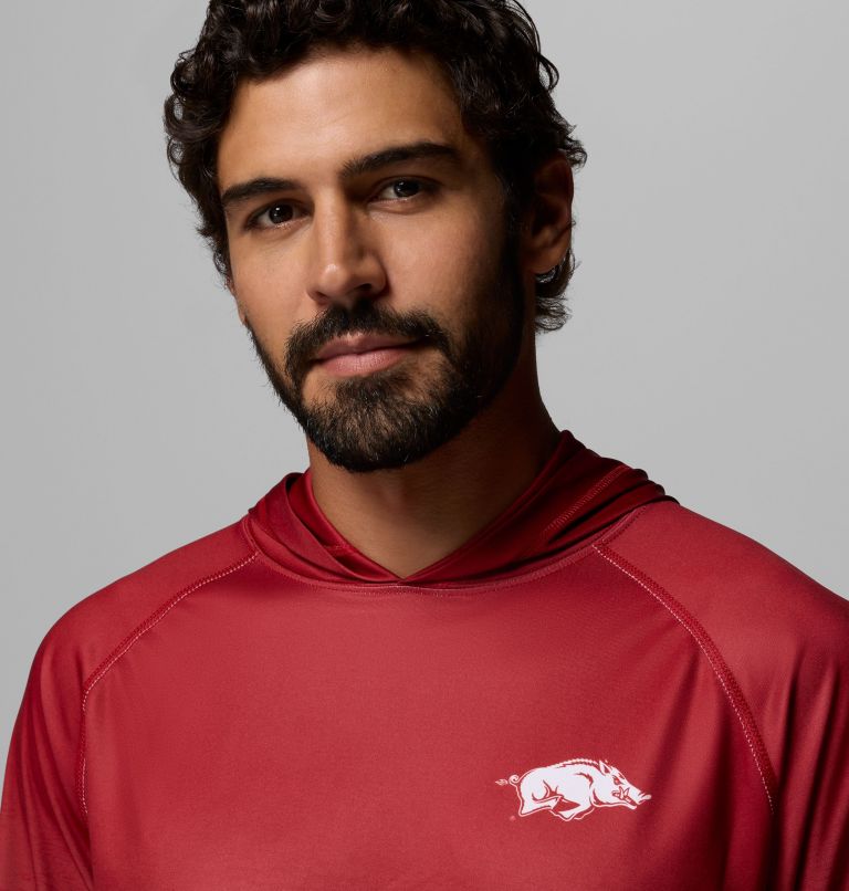 Men's Collegiate PFG Super Terminal Tackle Hoodie - Arkansas, Color: ARK - Red Velvet, Columbia Grey, image 5
