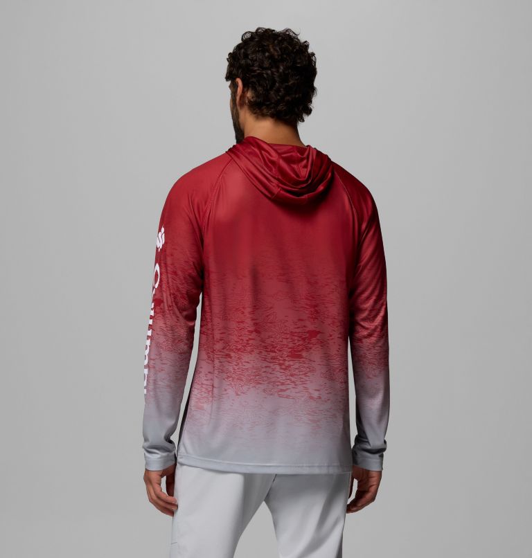Men's Collegiate PFG Super Terminal Tackle Hoodie - Arkansas, Color: ARK - Red Velvet, Columbia Grey, image 3