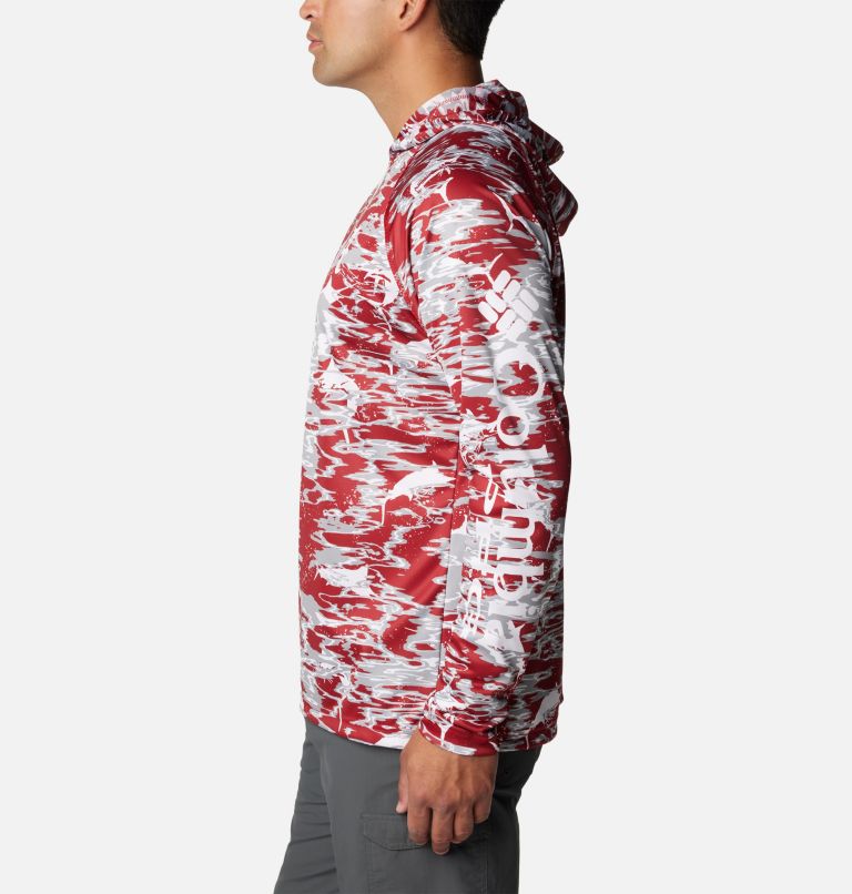 Men's Collegiate PFG Super Terminal Tackle Hoodie - Alabama, Color: ALA - Red Velvet Rippled Print, image 3
