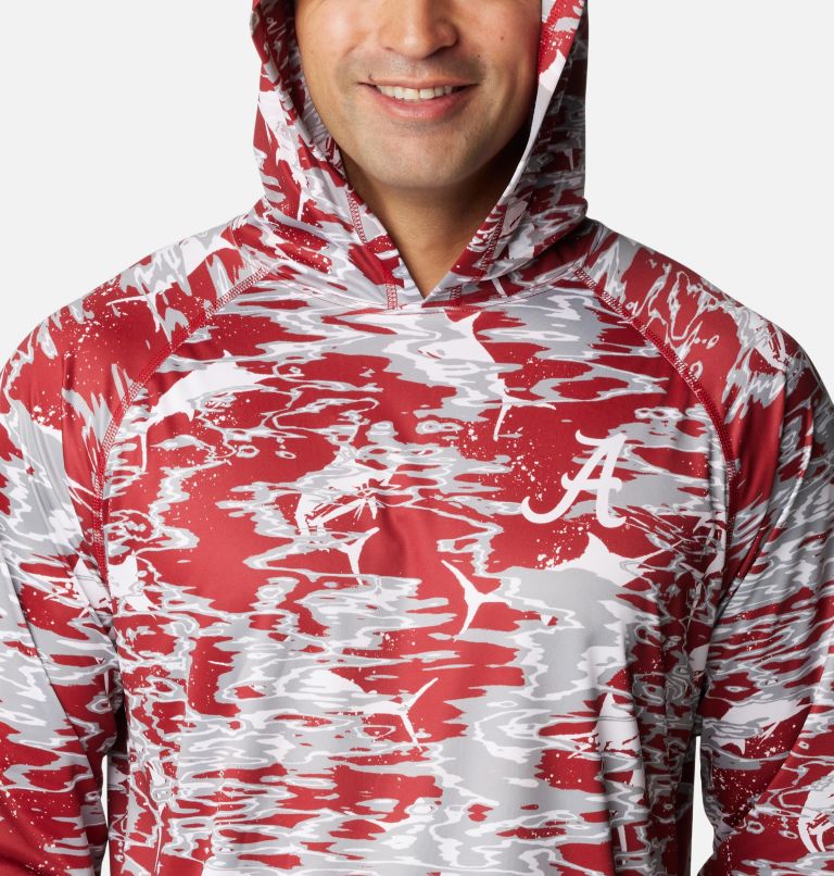 Men's Collegiate PFG Super Terminal Tackle Hoodie - Alabama, Color: ALA - Red Velvet Rippled Print, image 4