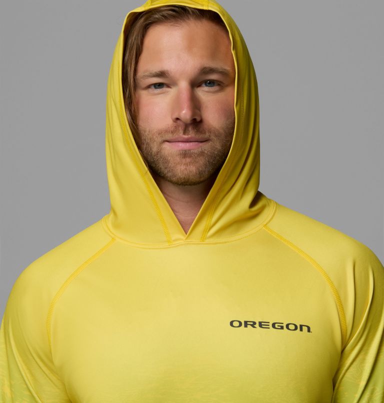 Men's Collegiate PFG Super Terminal Tackle Hoodie - Oregon, Color: Yellow Glo, Fuse Green, image 5