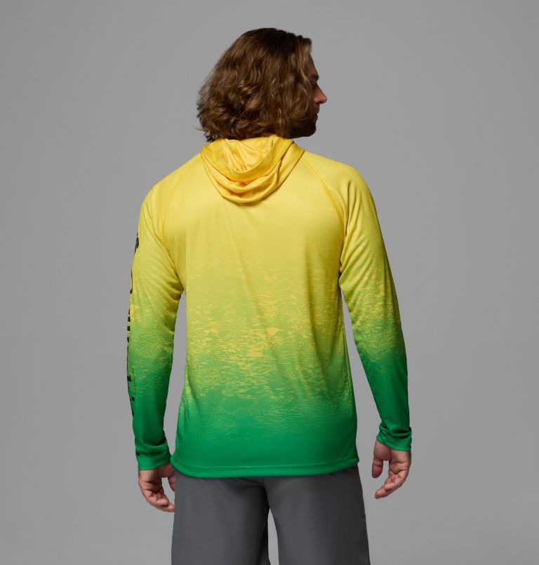 Men's Collegiate PFG Super Terminal Tackle Hoodie - Oregon, Color: Yellow Glo, Fuse Green, image 3