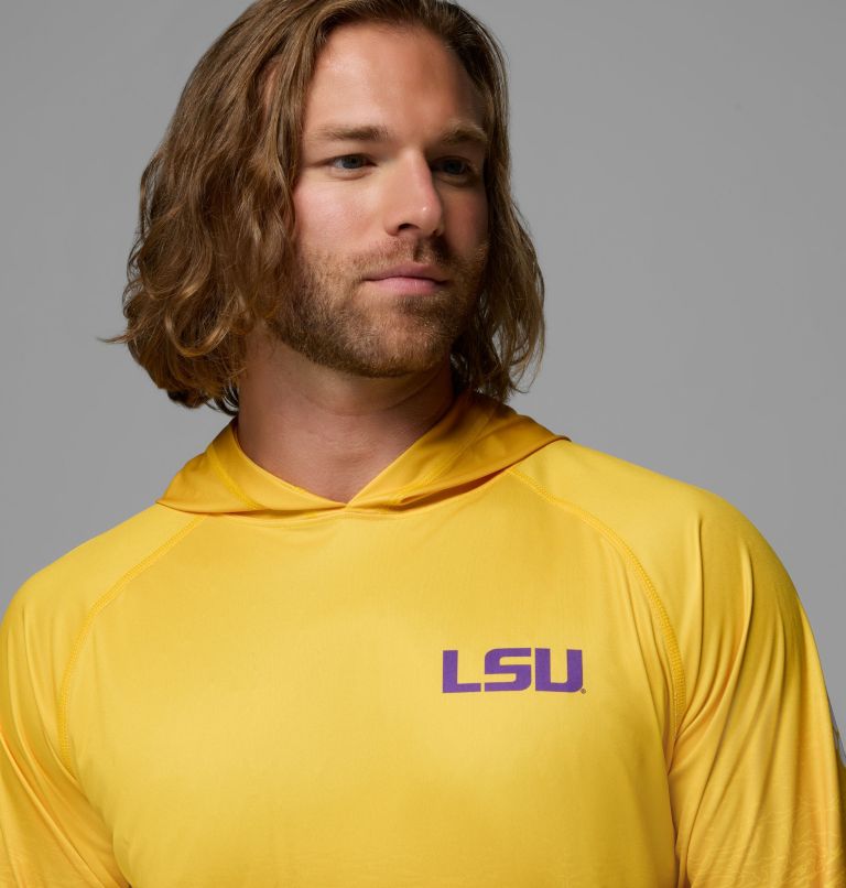 Men's Collegiate PFG Super Terminal Tackle Hoodie - Louisiana, Color: LSU - Yellow, Vivid Purple, image 5